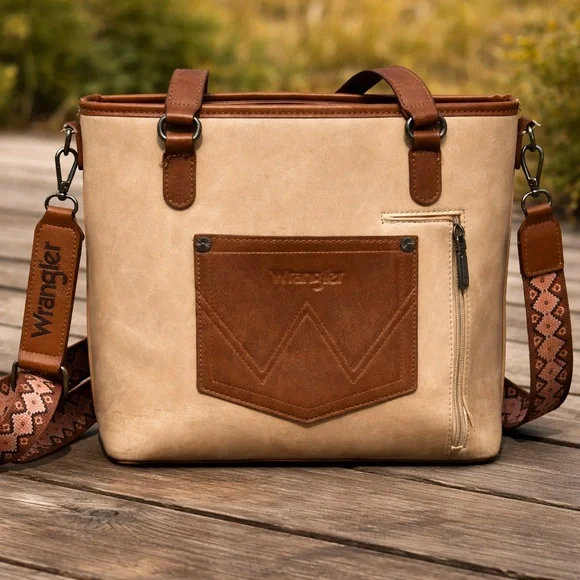 Wrangler Aztec Faux Leather Tote • CCW Style Side Zip • Montana West Western - Picture 2 of 9